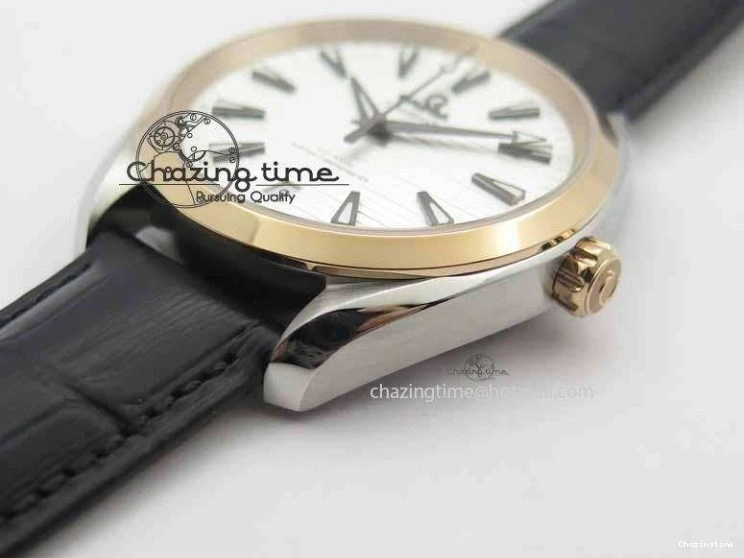 0202 2017 Aqua Terra SS RG XF Best Edition White Textured Dial On Black Leather Strap A Functional 8157